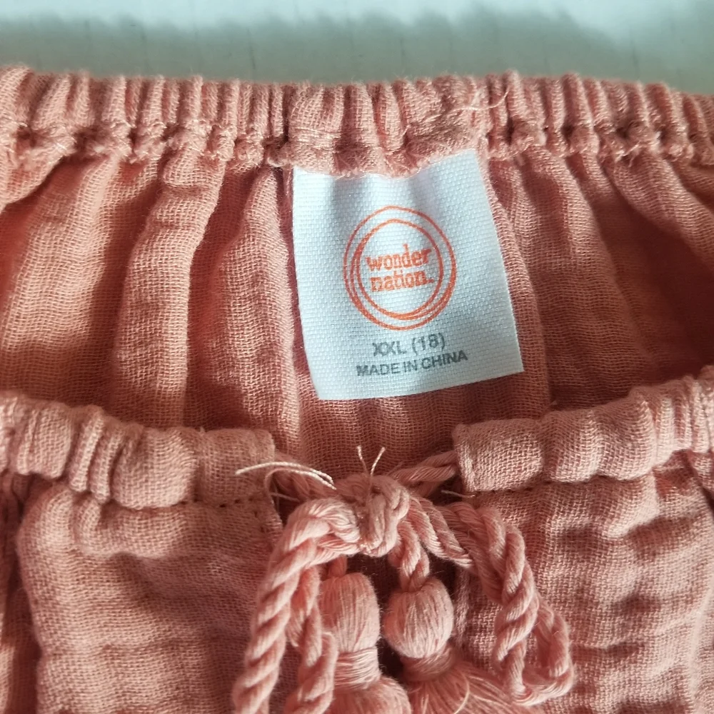 NWT WONDER NATION GIRLS XXL 18 ORANGISH PINKISH COLOR BOHO BLOUSE